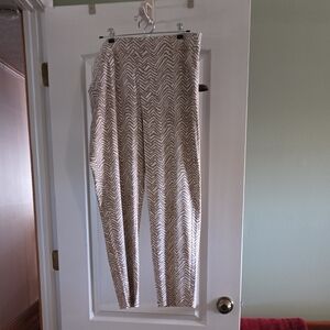 Chico's Travelers Sand and Cream Crepe Ankle  Pants